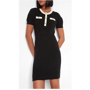 NWT Express Puff Sleeve Button Sweater Dress Size L